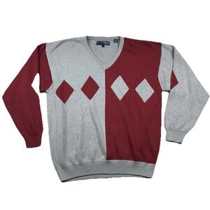 Vintage Faldo Pringle Sweater Mens L Geometric V Neck 90s Oversized Colorblock